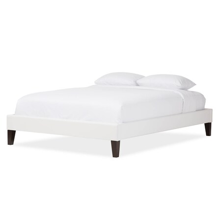 Baxton Studio Lancashire White Upholstered Full Size Bed Frame with Tapered Legs 125-6990